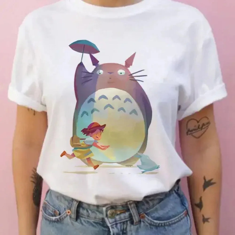 Summer men and women short-sleeved Studio Ghibli Totoro T-shirt Harajuku Kawaii Totoro Ghibli comfortable casual T-shirt Y2k Top