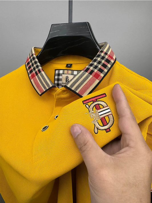 Men's Summer New Embroidered Short Sleeved Polo Shirt Luxury Brand Trendy Casual Lapel T-Shirt Breathable Top Men's Clothing
