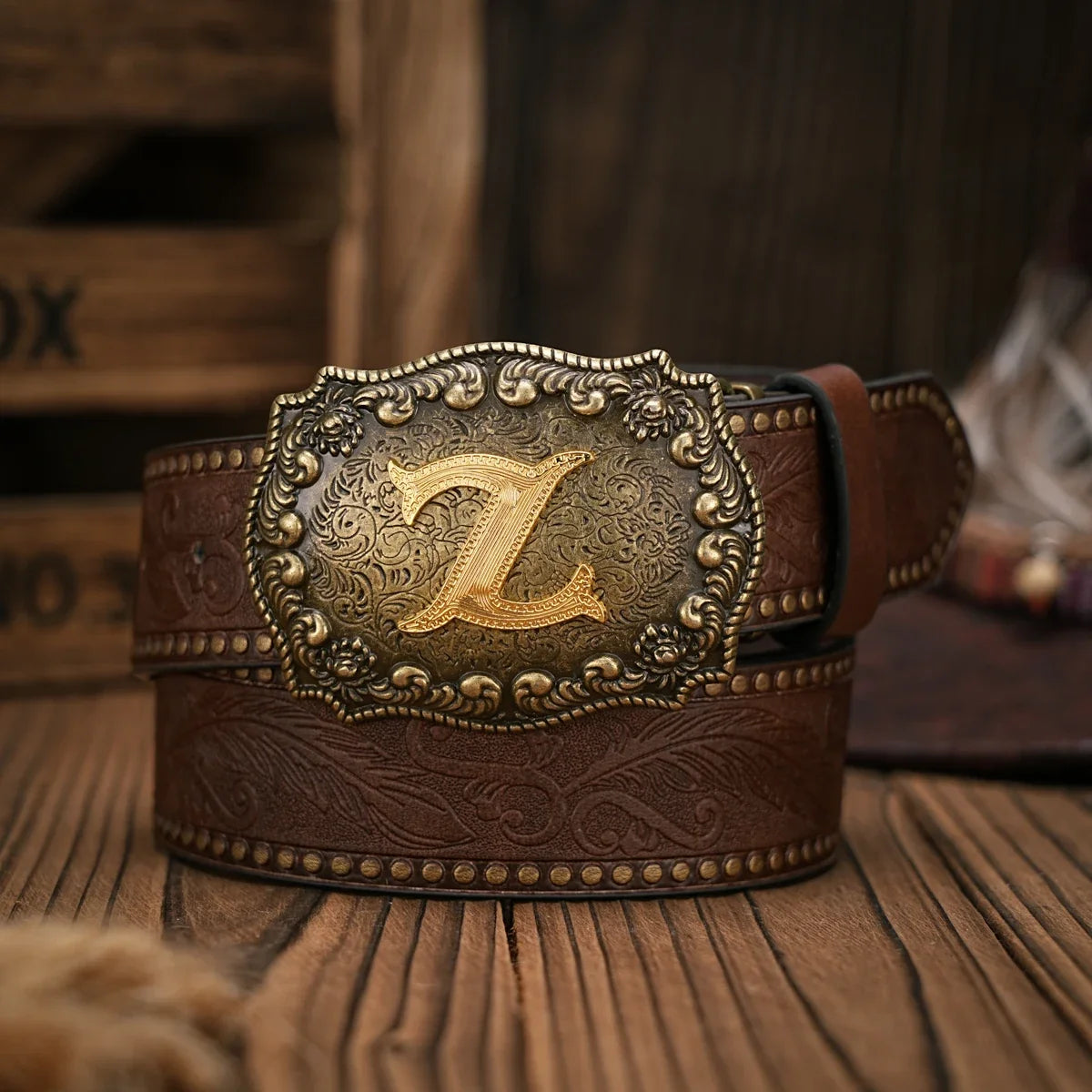 Vintage style PU Leather Western Denim Belt Classic Letter buckle - 3.8 cm wide, durable and stylish for men and women - perfect