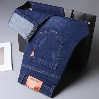 2026 Men's Slim Fashion Denim High Quality Male Pants Elastic Black Blue Leisure Jeans Brand Clothing
