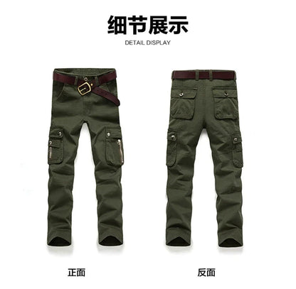 Winter Cargo Pant Men Straight Leg Fit Brushed Trouser Male Cotton Fleece Lined Warm Pocket Work Black Elegant Military Tactical