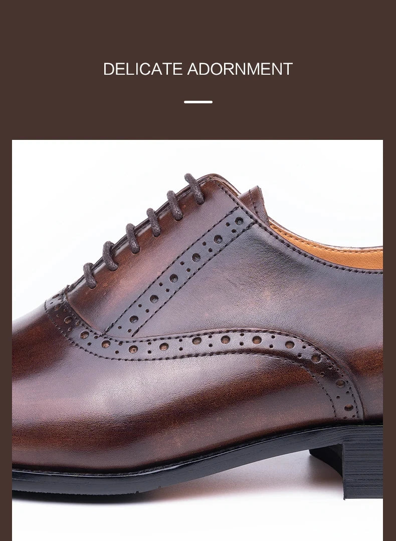 Classic Brogue Shoe Men's Business Suits Matches New Style Genuine Cowhide Handmade Formal Office Wedding Party Mans Dress Shoes