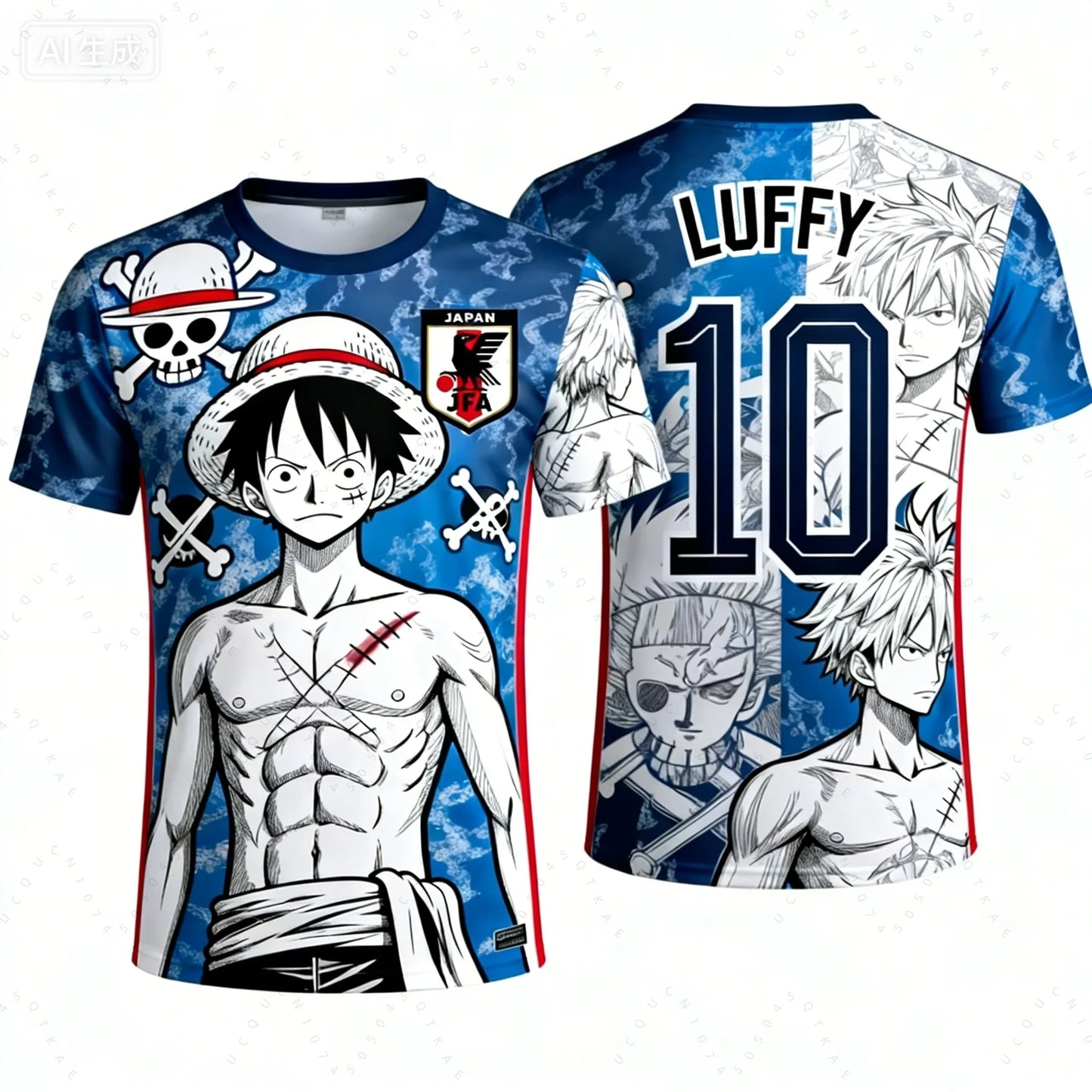 2026 One Piece Luffy Men Football Jersey Summer Short Sleeve Women T-shirt Cartoon Japan Style Anime Children Clothes Tee Tops