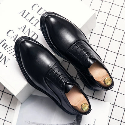 Brand Classic Derby Shoes Leather Man Business Dress Office Leather Shoes Flats Men Fashion Wedding Party Suit Club Shoe Vintage