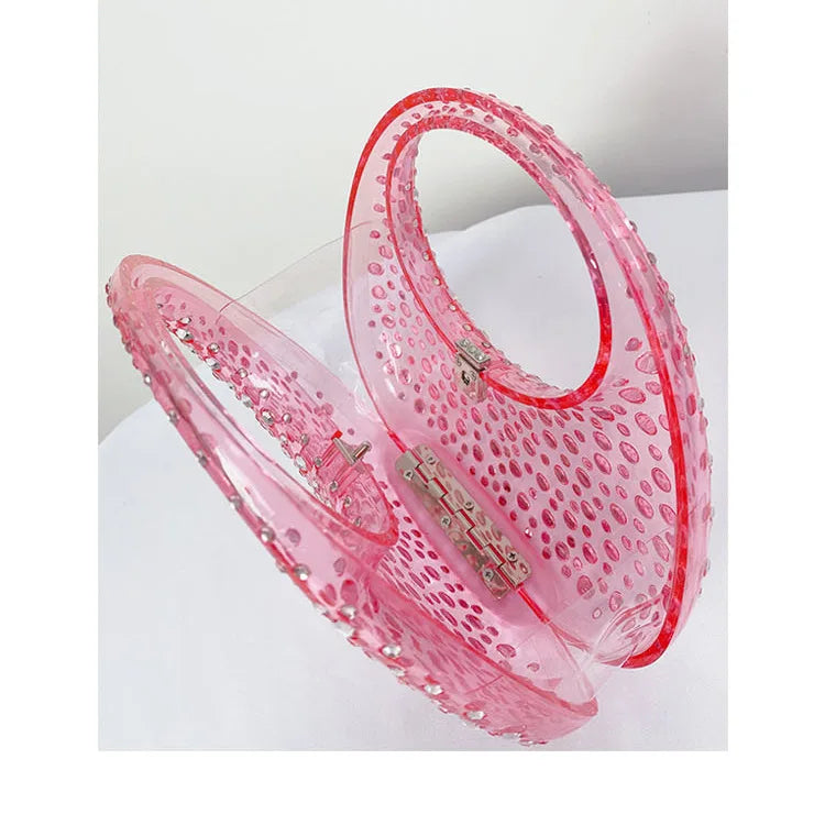 Fashion Women Diamond Handbags and Purses Transparent Acrylic Luxury Party Prom Evening Bag Casual Bling Bling Clear Clutch