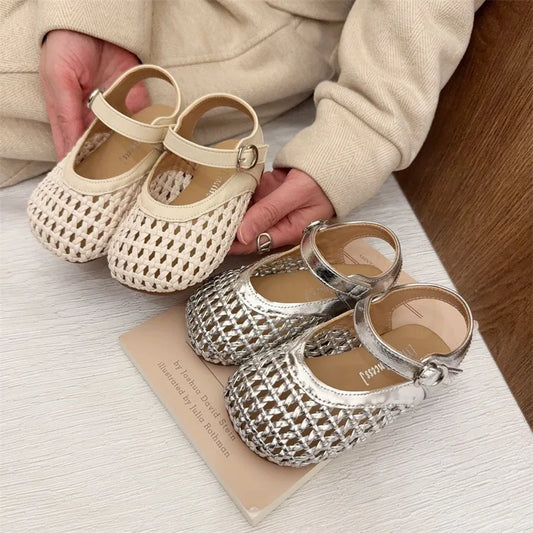 Children's Summer Sandals New Soft Bottom Kids Sandals for Girls Fashion Sequin Causal Beach Shoes Non-slip Breathable Mesh