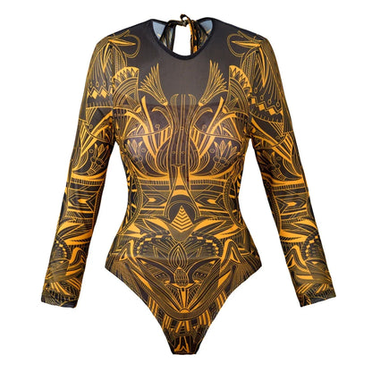 One Piece Sun Protection Swimwear 2026 Women Long Sleeved Print Swimsuit Female Sports Bathers Swimming Bodysuit Beach купальник
