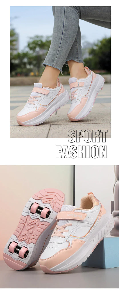 Roller Skate Shoes Kids Autumn 2024 Children Fashion Casual Sports Toy Birthday Gift Games Boys 4 Wheels Sneakers Girls