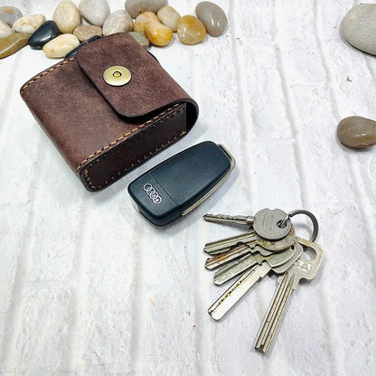 Multifunctional Key Holder Waist Bag Genuine Leather Car Key Case Folding Glasses Belt Pack Men Women 1652cg