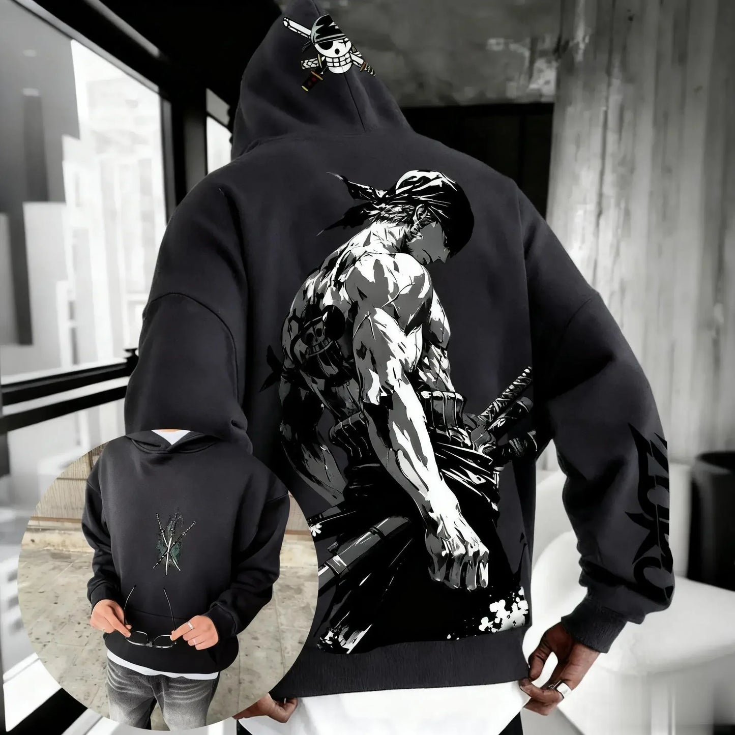 Unisex One Piece Zoro Anime Hoodie Winter New Pullover Men Women Streetwear Oversized Loose Casual Y2k Top Sweatshirt Winter New