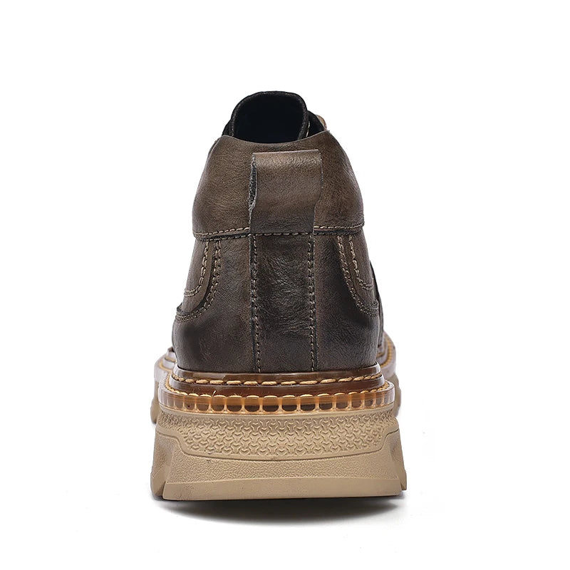 Genuine Leather Men Boots Cow Leather Upper Durable Sole Lace up Autumn Winter Boots Fur Daily Leisure Outdoor Shoes For Man New