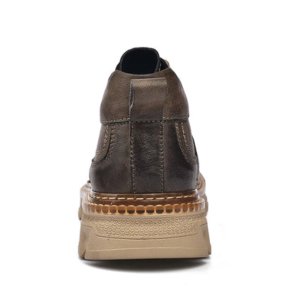 Genuine Leather Men Boots Cow Leather Upper Durable Sole Lace up Autumn Winter Boots Fur Daily Leisure Outdoor Shoes For Man New