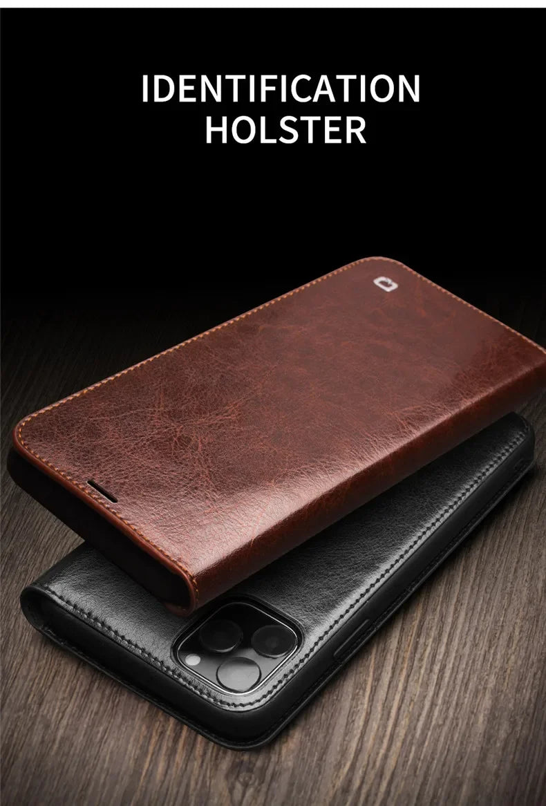 Luxury Thin Case for iPhone15 14 13 12 11 Pro Max Mini Genuine Leather Fashion Cover for XR XS Max 7 8 14 Plus Card Slot