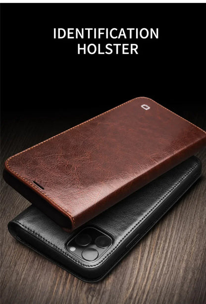Luxury Thin Case for iPhone15 14 13 12 11 Pro Max Mini Genuine Leather Fashion Cover for XR XS Max 7 8 14 Plus Card Slot