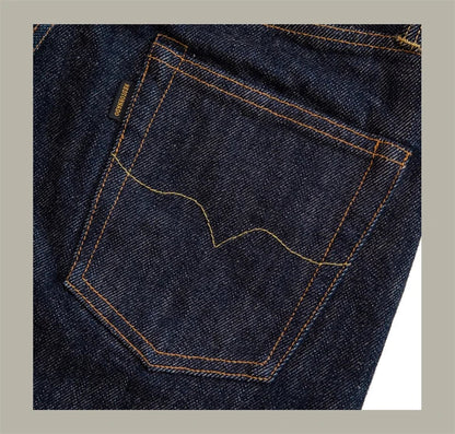 21oz Selvedge Denim Straight Cut Jeans Indigo Rugged Style Men Pants