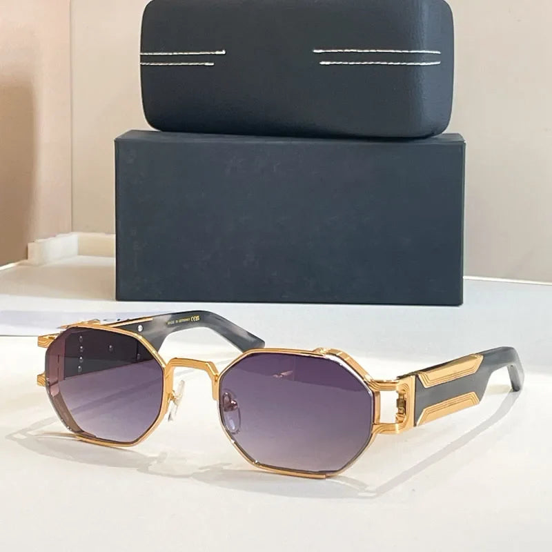 New Fashion Street Polygon Sunglasses Alloy Acetate for Men Women Classical High Quality UV400 Vintage Original Design with Case