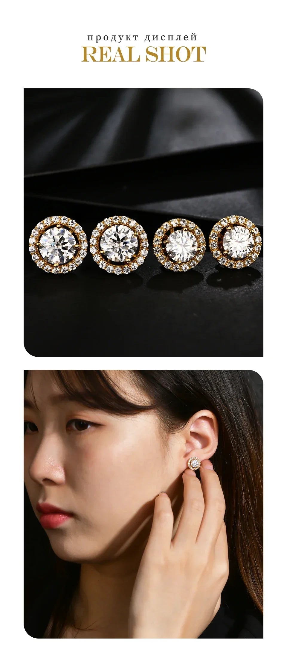 New Chamrs 1.0 Carat Moissanite D Color Diamond Detachable Stud Earrings for Women Solid 925 Sterling Silver Jewelry