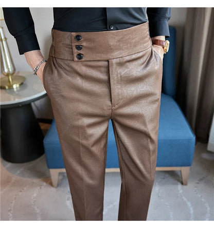 High-end Fashion Glossy Jacquard Design High Waisted Trousers Neapolitan Draped Casual Business Formal Office Social Suit Pants