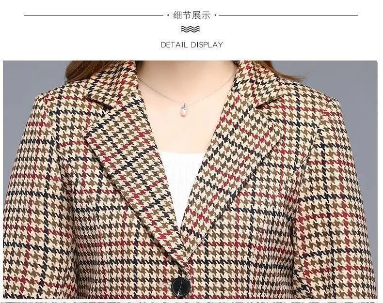 Ladies Casual Short Plaid Blazer