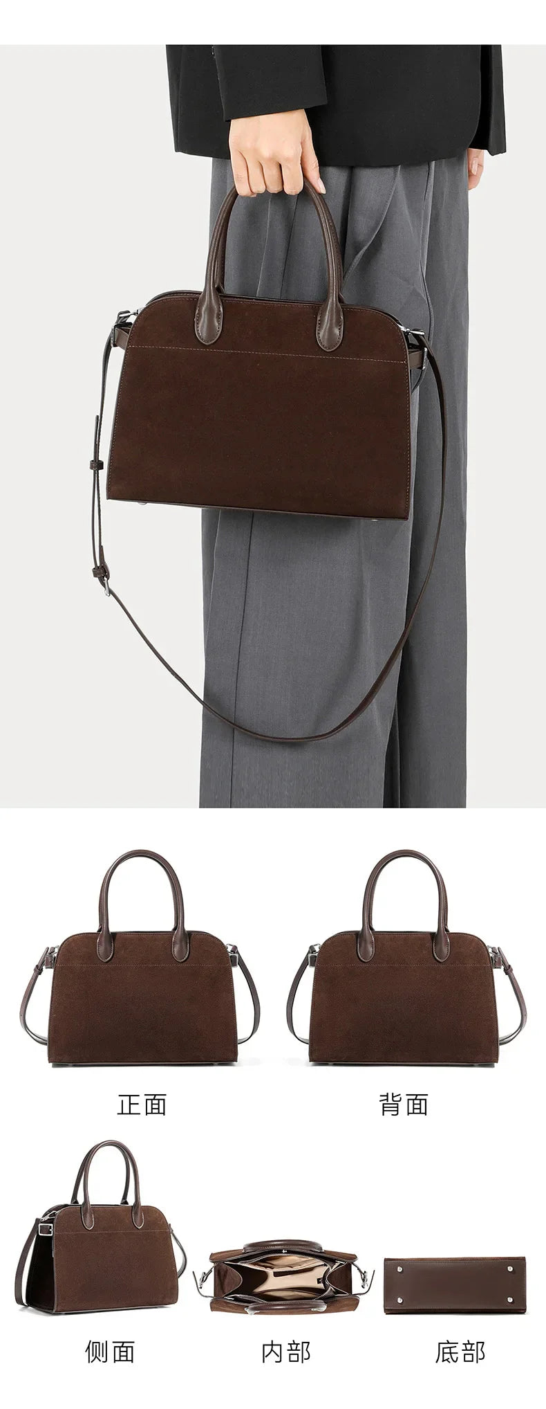 2026 Fall Winter Suede Leather Spacious Crossbody Tote Bag Simple Commuting Handheld Single Shoulder Bag Premium Women's Handbag
