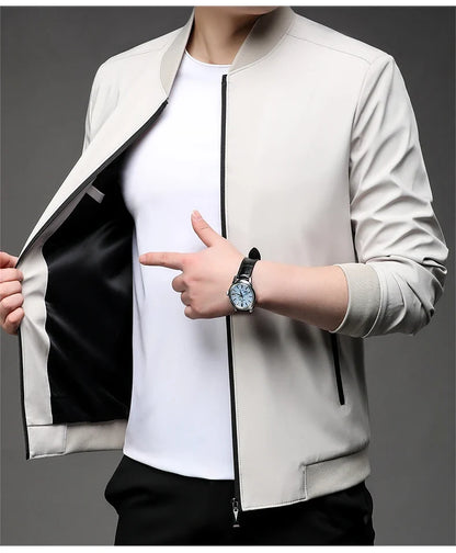 Men's High-Quality Fashion Spring Baseball Collar Business Casual Jacket Handsome Youth Coat Dad Jacket M-5XL