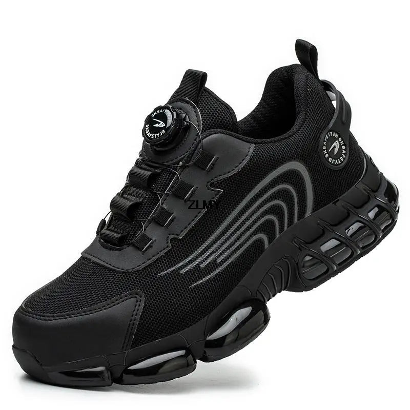 Rotary Button Safety Shoes Men Steel Toe Sneakers Puncture Proof Work Safety Boots Air Cushion Sport Work Shoes Anti-smash Boots