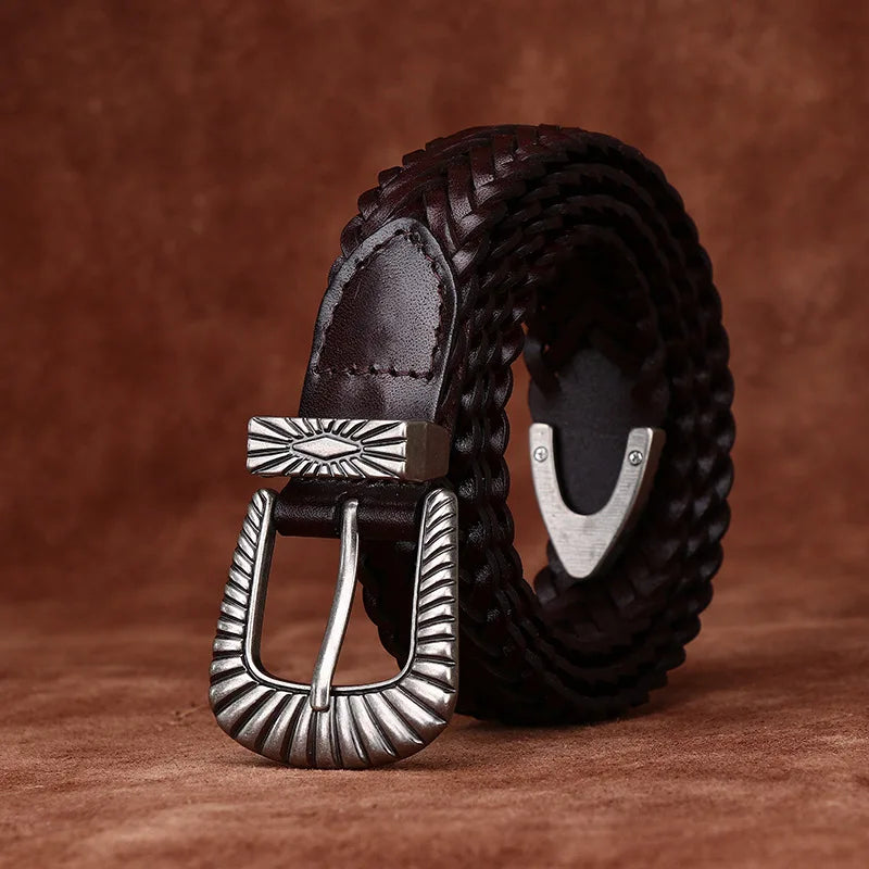 3.0CM Cowhide High Quality Genuine Leather Belts for Men Women Hand Woven Belt Strap Male Pin Buckle Jeans Cowboy Cintos Luxury