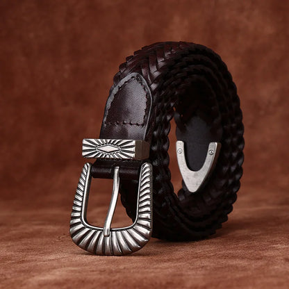 3.0CM Cowhide High Quality Genuine Leather Belts for Men Women Hand Woven Belt Strap Male Pin Buckle Jeans Cowboy Cintos Luxury