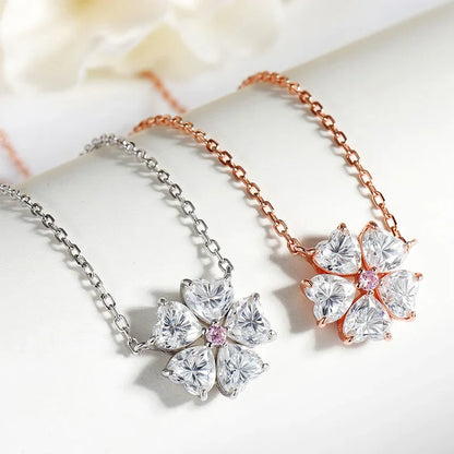 5*5mm Heart Cut Certified Moissanite Necklace Pendant 18k Plated Girls Wedding Jewelry 100% Real 925 Pure Silver Chain