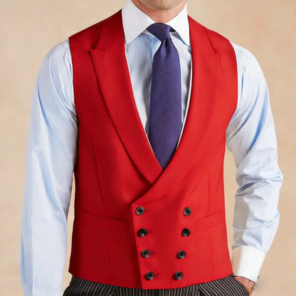 Men Vest White With Lapel Solid Double Breasted Waistcoat For Wedding Banquet Business Work Office Casual Daily Men Suit Vest