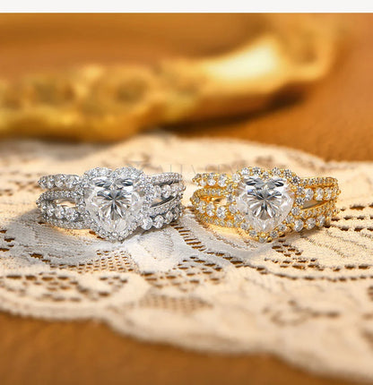 Love Heart Cut 3ct Synthetic Moissanite Luxury Rings for Women Classic 925 Silver Wedding Ring Jewelry Mothers Day Gift