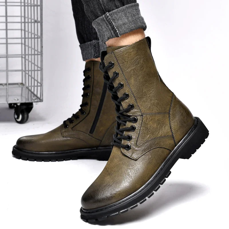 Plus Big Size 49 50 51 52 Winter Mens High Top Leather Boots Combat Tactical Shoes Hunting Khaki Black Retro Sales Discounts