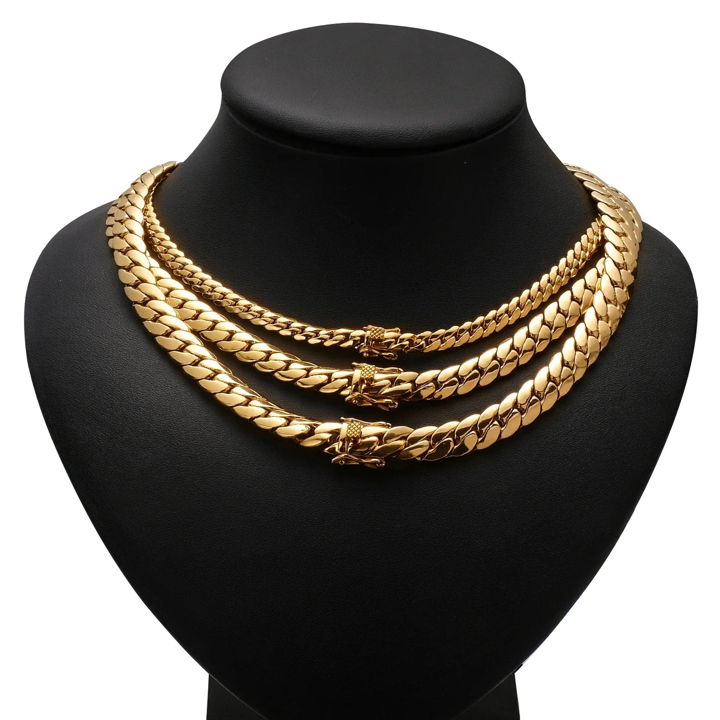 Hip Hop Bling Gold Cuban Link Chain Necklace For Men, Rapper Style Tank Chain Jewelry, Trendy Whip Chain Necklace