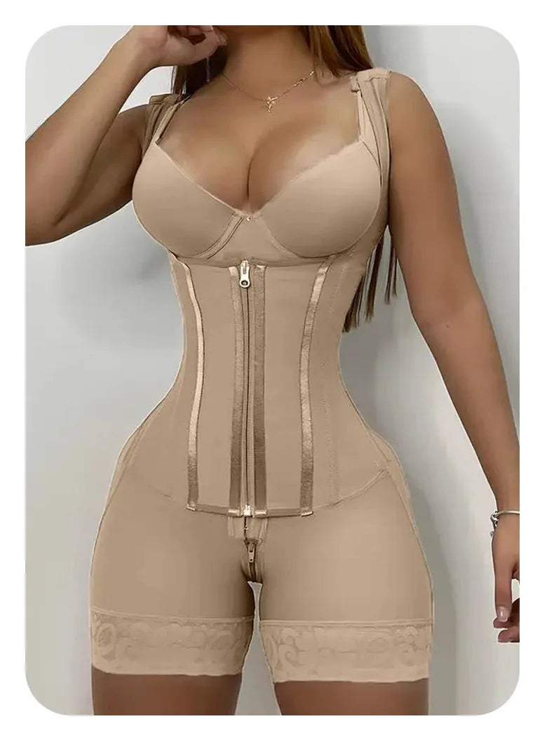 Fajas Shapewear Bodysuit Body Shaper Women 9-bone High Compression Girdles Double Tummy Control Full Body Open Crotch