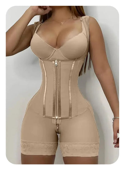 Fajas Shapewear Bodysuit Body Shaper Women 9-bone High Compression Girdles Double Tummy Control Full Body Open Crotch