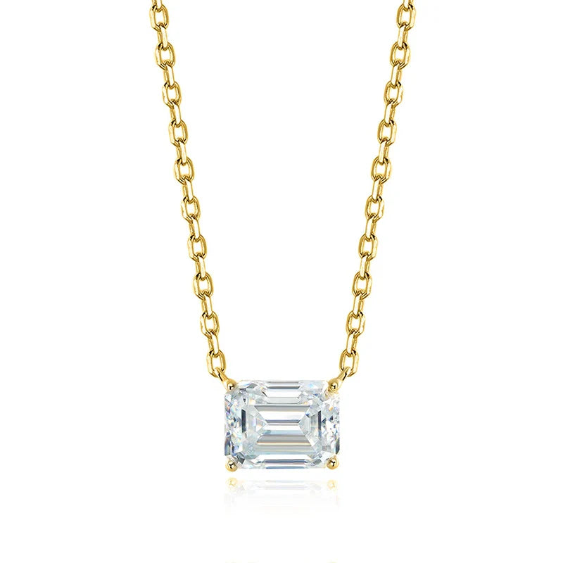 1-3CT Solitaire Moissanite Necklace for Women Emerald Cut Lab Diamond Wedding Female Necklace 925 Sterling Silver Jewelry
