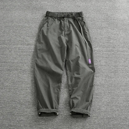 Summer thin casual pants men's straight straight tube loose conical overalls all cotton wash re-engraved purple mark daddy pants