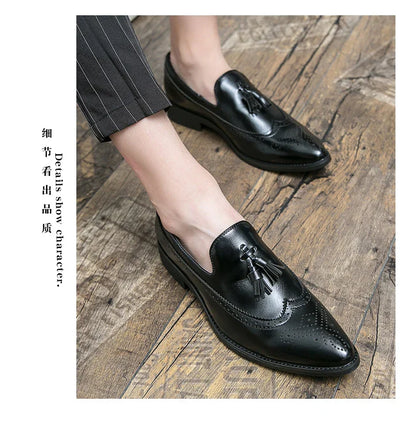 Dress Shoes Men Tassel Formal Leather Shoes Male Classic Social Casual Business Brogue Shoes Wedding Party Leather Loafers Male