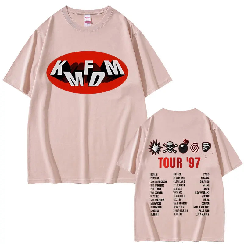 Rock Band Kmfdm Tour 97 Graphic Print T-shirt Summer Men Women Vintage Gothic Punk  Streetwear Male Casual Pure Cotton T Shirts