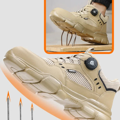 Rotating button Protection Shoes Breathable in summer Safety Shoes Men Anti-smash Anti puncture Work Sneakers Steel toe shoes