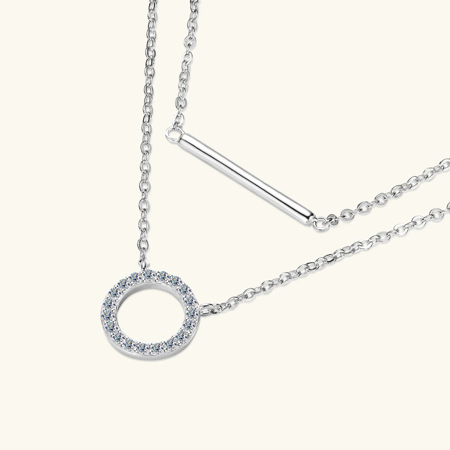 Dainty 1.5mm Moissanite Necklace for Women 14K Gold/Sterling Silver Plated Double Layer Chain Trendy Jewelry Gifts