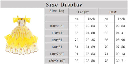 Kids Belle Costume Girl Halloween Princess Cosplay Party Dress Children Birthday Clothes Carnival Fancy Dress