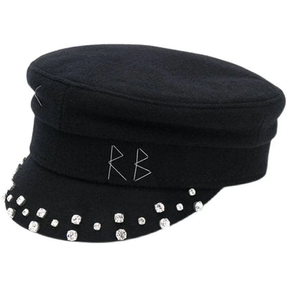 Brand Collection Wool Newsboy caps  New Women Hats Flat Militray Caps Baker Boy Hat with logo
