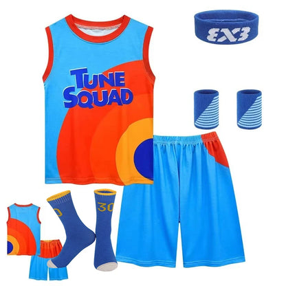 2024 Kids Tune Squad Space Jam 2 Basketball Jersey Set - Cosplay Costume Vest Shorts Sports Uniform Tracksuit for Boys and Girls