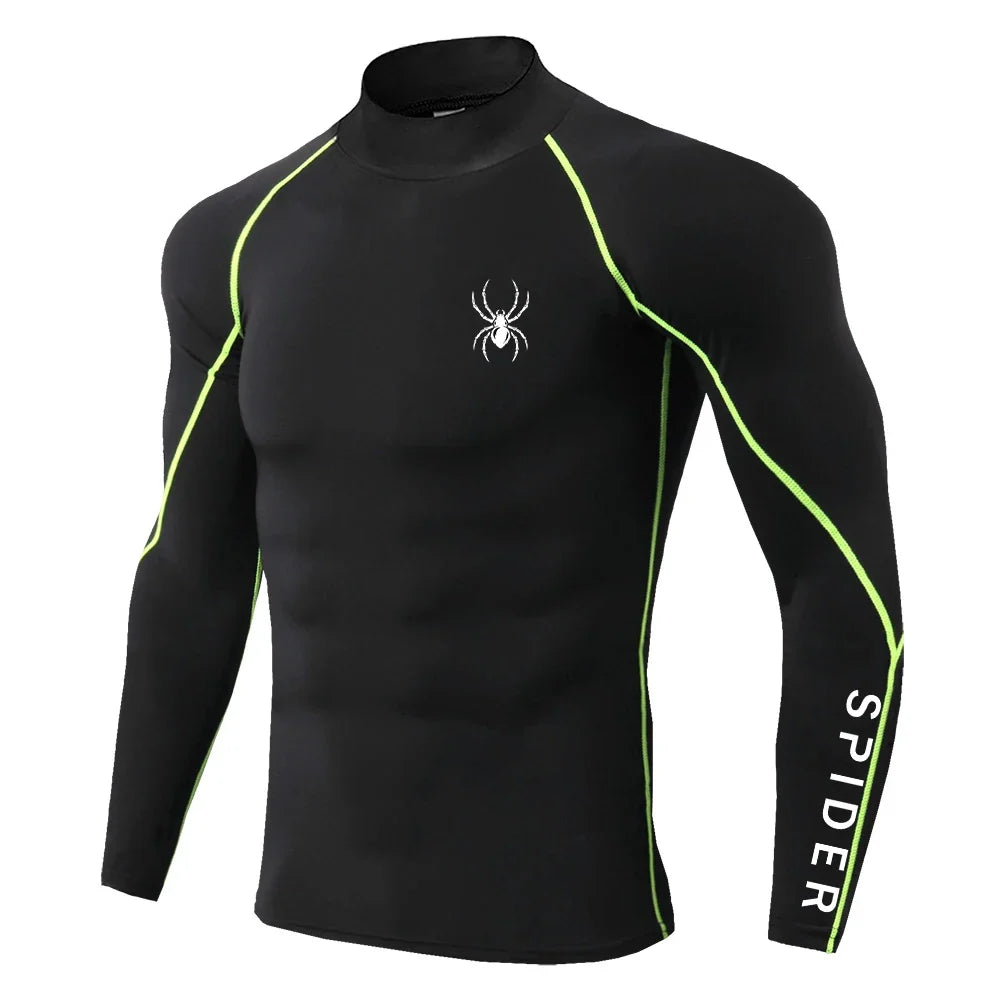 Men's Long Sleeve Compression Shirt Gym Fitness Athletic Undershirt Elastic Sport Running Tops