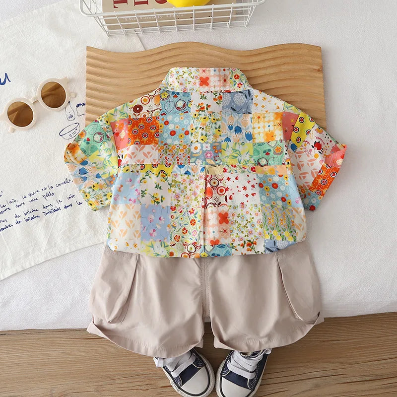 New Children Summer Fashion Baby Boy Clothes Suits Kids Infant Personalized Floral Shirt Shorts 2pcs/Set Toddler Casual Costume