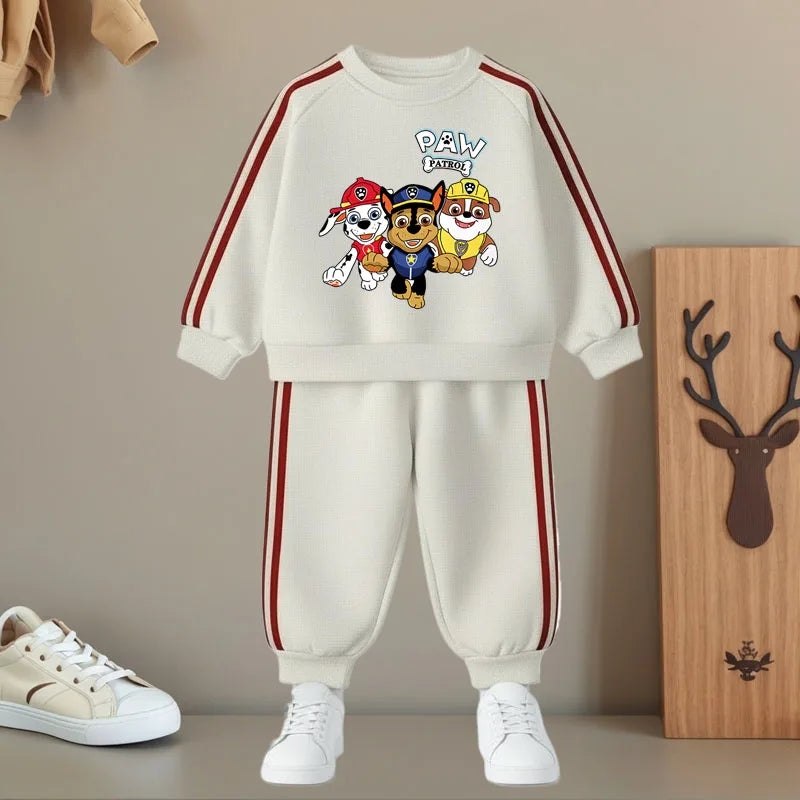 2026 Spring New Side Stripe Long Pant Sets for Kids O Neck Casual Hoodies and Trousers Two Piece Paw Patrol Boy Girls Tracksuit