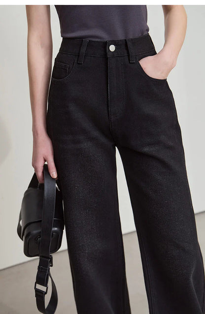 Minimalism Women Jeans 2025 Autumn Vintage Denim Pants Loose Wide Leg Pants Woman Casual Pants Female Trousers 12551002