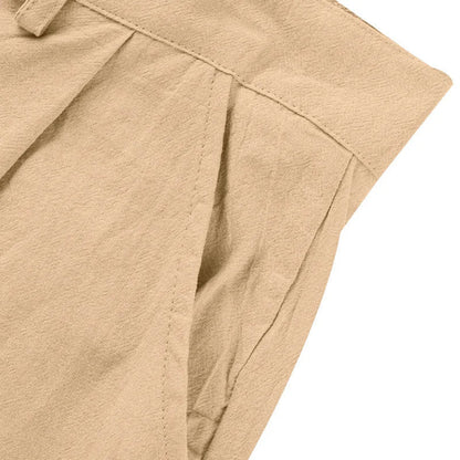Amazon European and American Men's Linen Solid Color Casual Suit Pants New Fashion Beach Wide-Leg Trousers