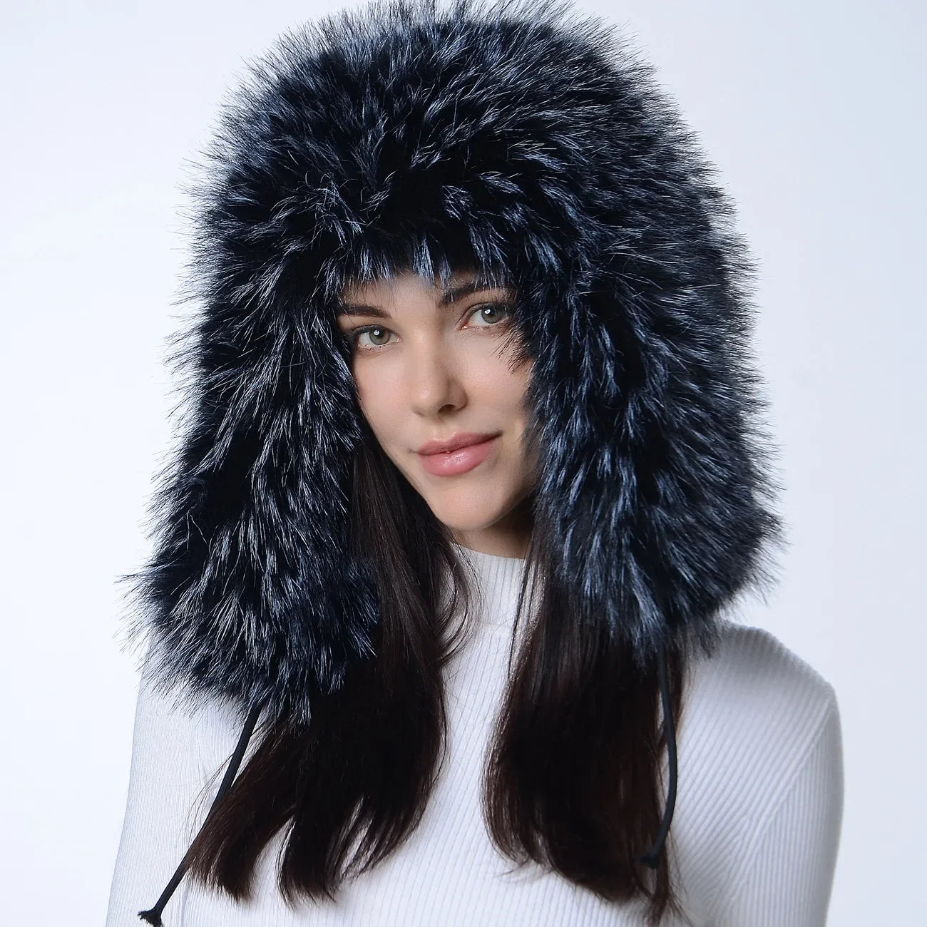 Plush Raccoon Fur Hat Women Thicken Faux Fur Earflap Hat Winter Warm Russian Ushanka Hats Windproof Furry Bomber Cap